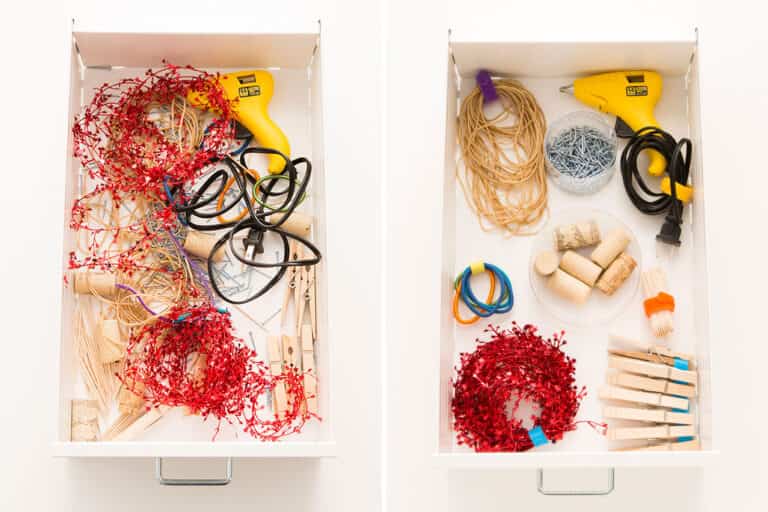 Cómo ordenar tus cajones de manualidades con velcro