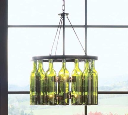 original lampara reciclando botellas de vino