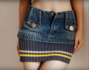 falda hecha con un trozo de jean